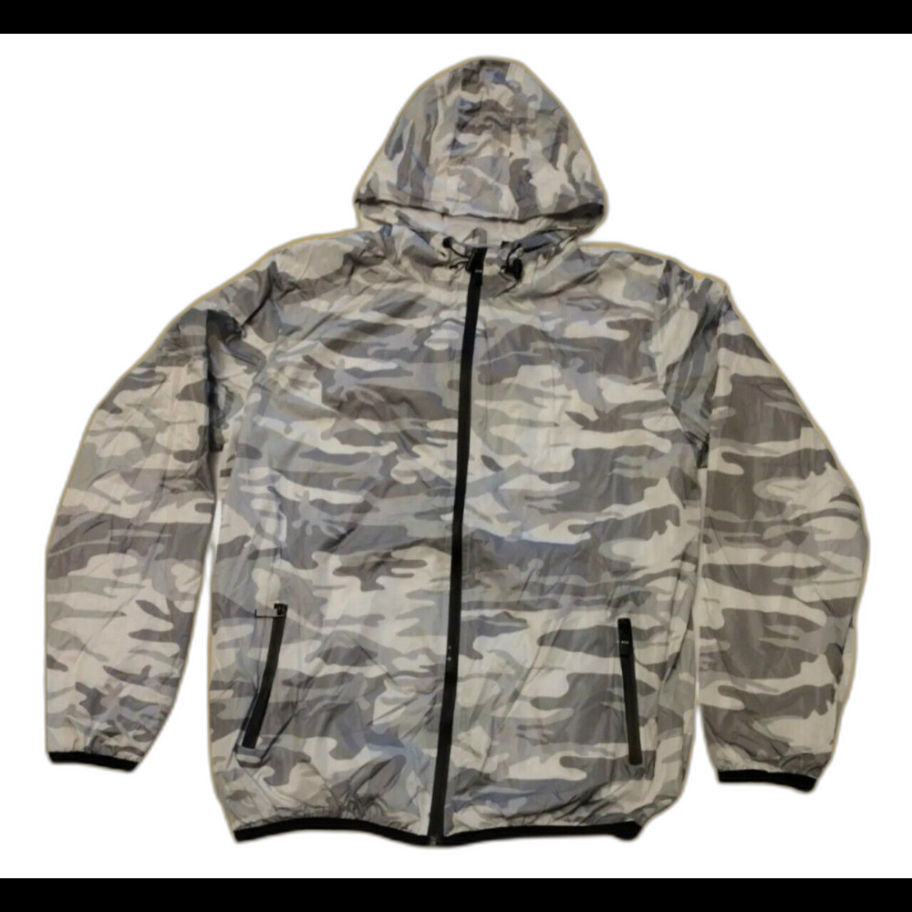 Riflessi Gray Camo Lightweight Jacket Hoodie Size XL Extra Large Zip Coat